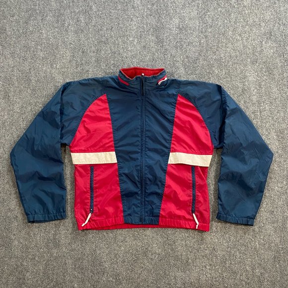 VINTAGE Woolrich Windbreaker Jacket Adult Small Red White Blue Hooded 90s VTG - Picture 5 of 16